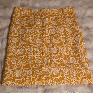 LOFT Yellow and White Floral Mini Skirt